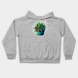 Watercolor plant sticker Kids Hoodie